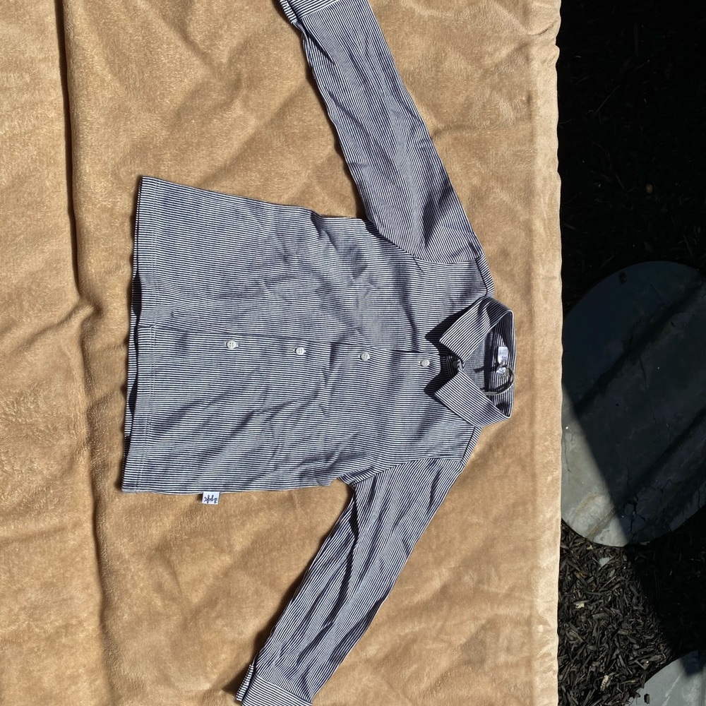 Boys striped navy formal shirt